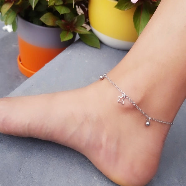 Silver Butterfly Charms Anklet HNS Studio Canada