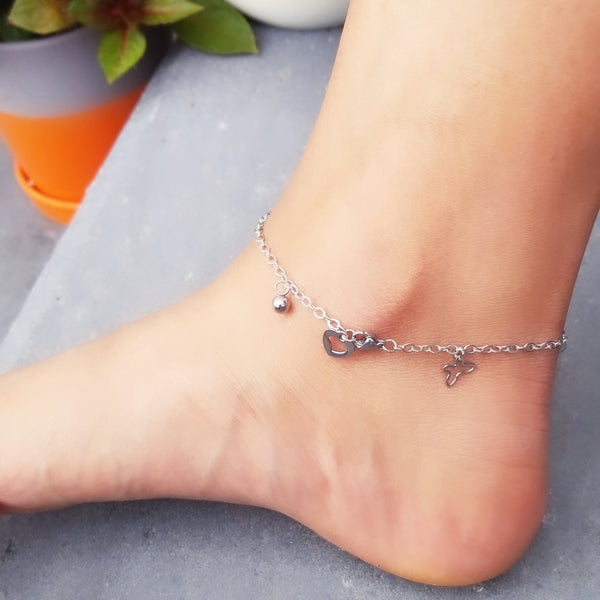 Silver Butterfly Charms Anklet HNS Studio Canada
