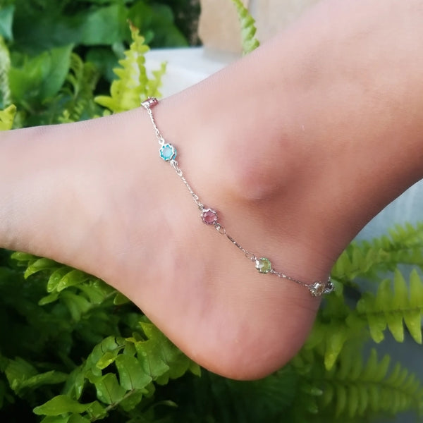 Multi Color Stone Anklet HNS Studio Canada