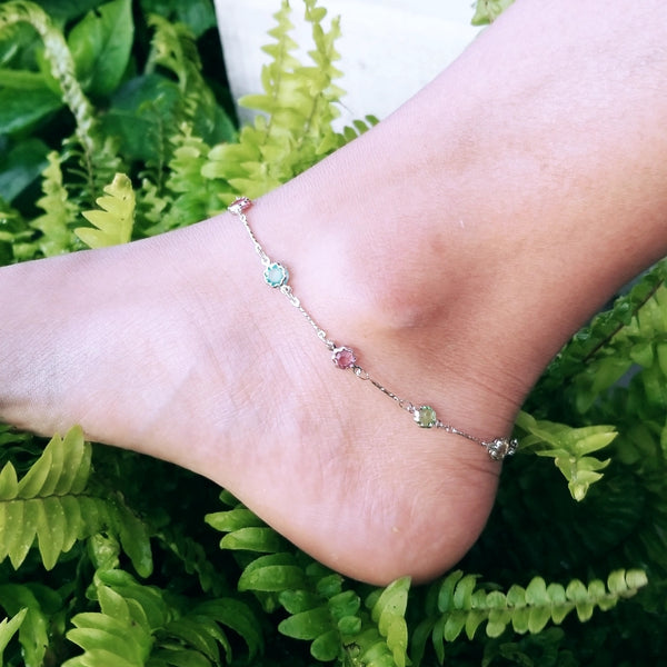 Multi Color Stone Anklet HNS Studio Canada