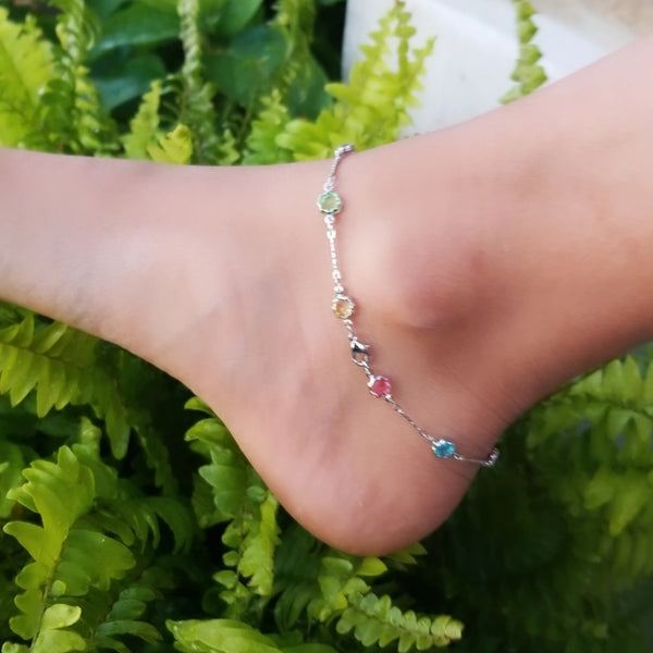 Multi Color Stone Anklet HNS Studio Canada