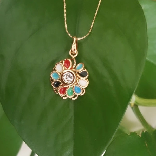 Multicolor Stones Pendant Necklace HNS Studio Canada