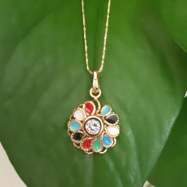 Multicolor Stones Pendant Necklace HNS Studio Canada