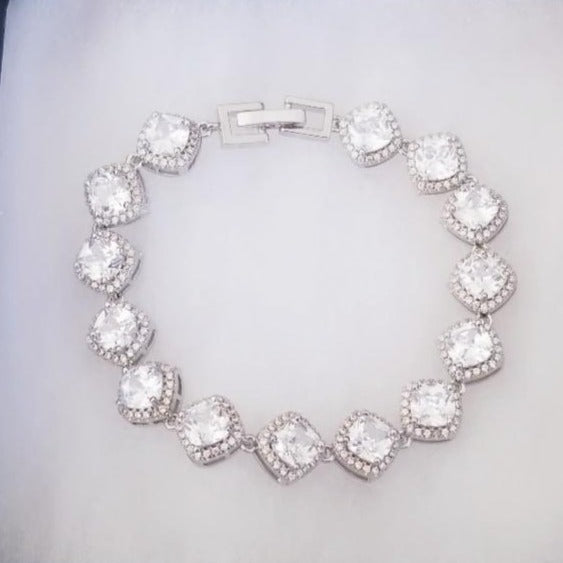 Princess Cut Zirconia White Gold Bracelet HNS Studio Canada