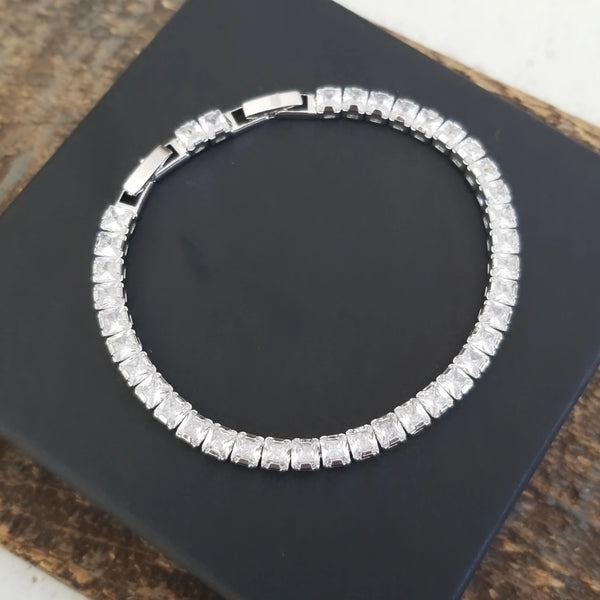 Princess Cut Tennis Silver Bracelet CZ Stones HNS Studio Canada