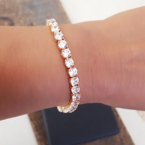 24k Yellow Gold Plated CZ Tennis Bracelet HNS Studio Canada