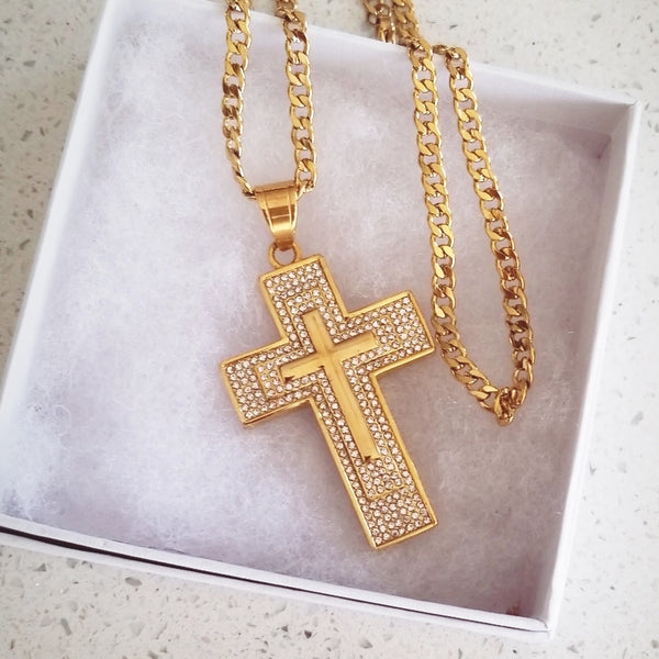 Big Cross Necklace Gold HNS Studio Canada