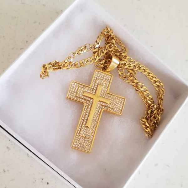 Big Cross Necklace Gold HNS Studio Canada