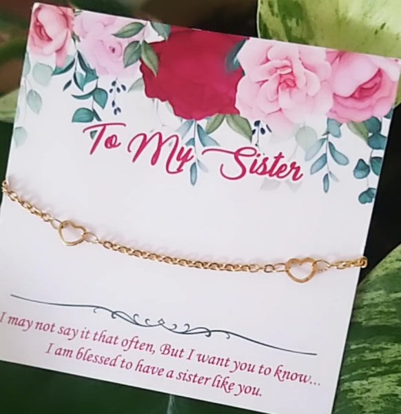 Small Open Hearts Anklet in Gold