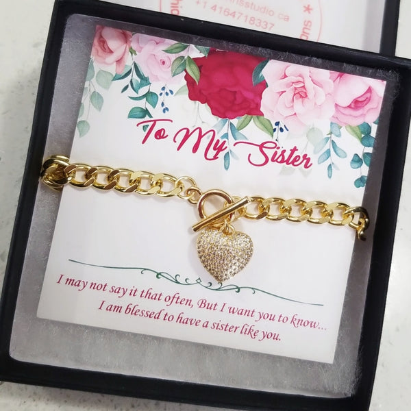 Heart Charm Bracelet Gold HNS Studio Canada