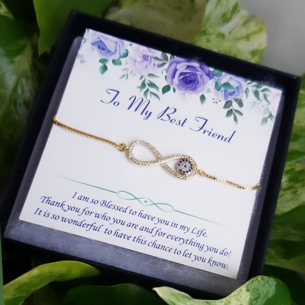 Infinity Bracelet With Evil Eye-Clearance