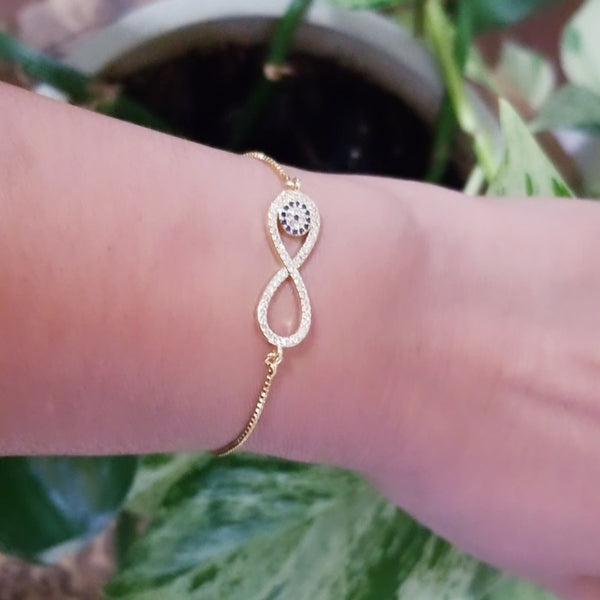 Infinity Bracelet With Evil Eye-Clearance