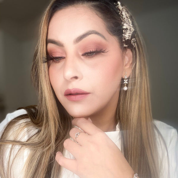 Gold Pearl drop earrings