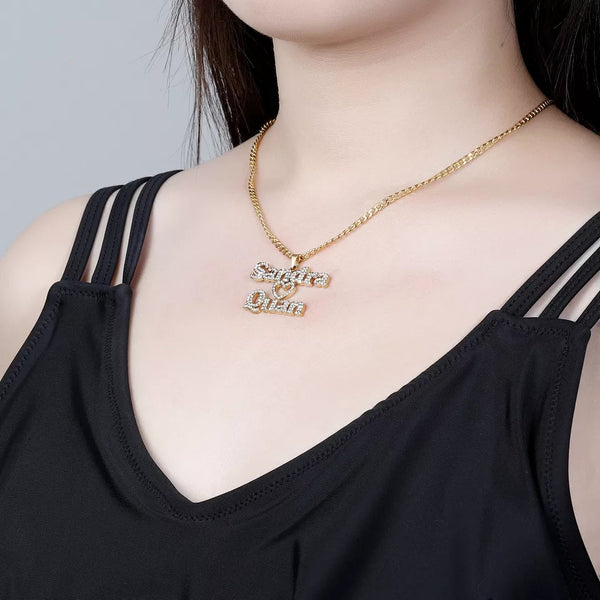 Ice out two names necklace