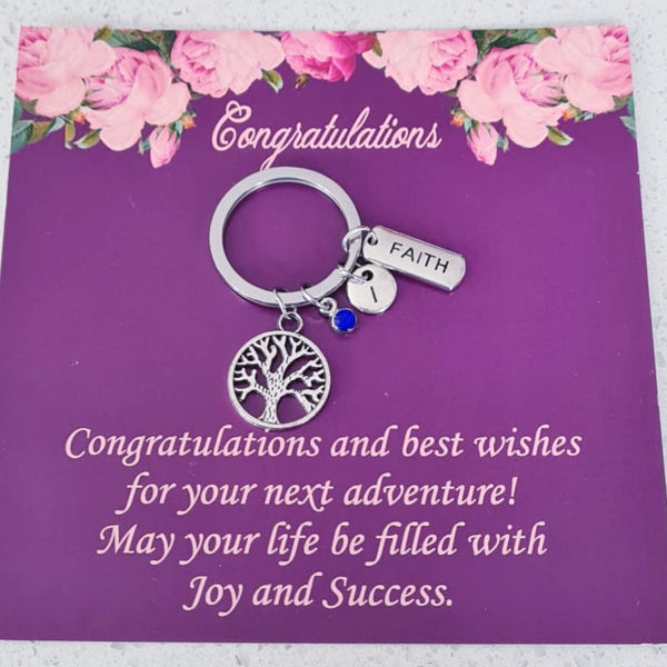 Personalized Tree of Life Keychain with Faith Charm HNS Studio Canada