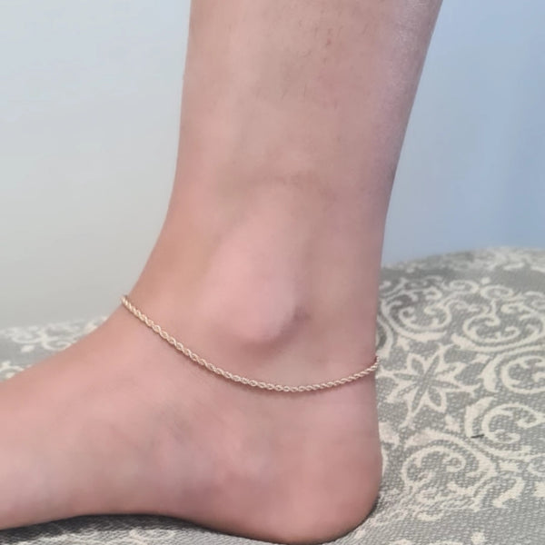 Twisted Rope 18k Gold Plated Anklet with Heart HNS Studio Canada