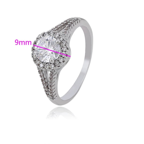 CZ Silver ring with Rhodium finish- Size 7