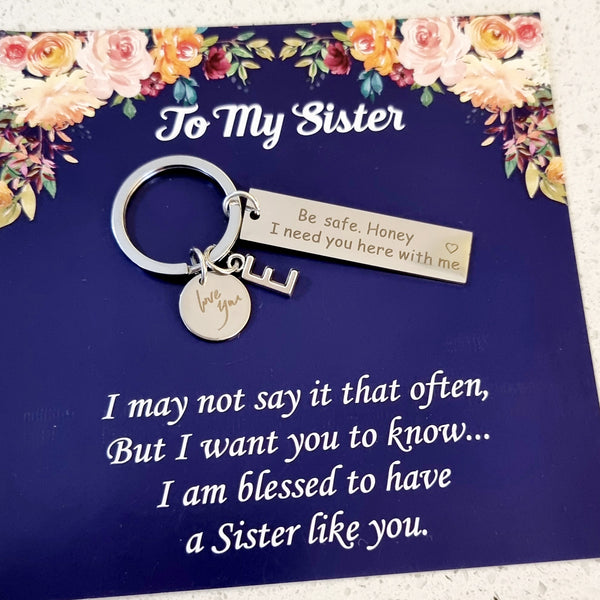 Be Safe Honey Keychain with love you charm-Personalized HNS Studio Canada