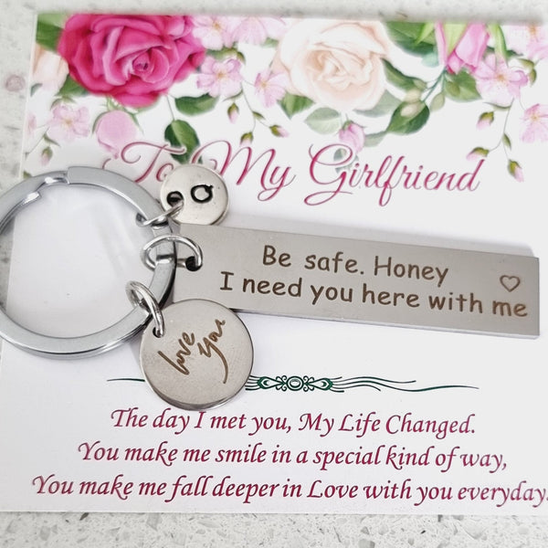 Personalized Drive Safe Keychain with love you charm for Girlfriend HNS Studio Canada