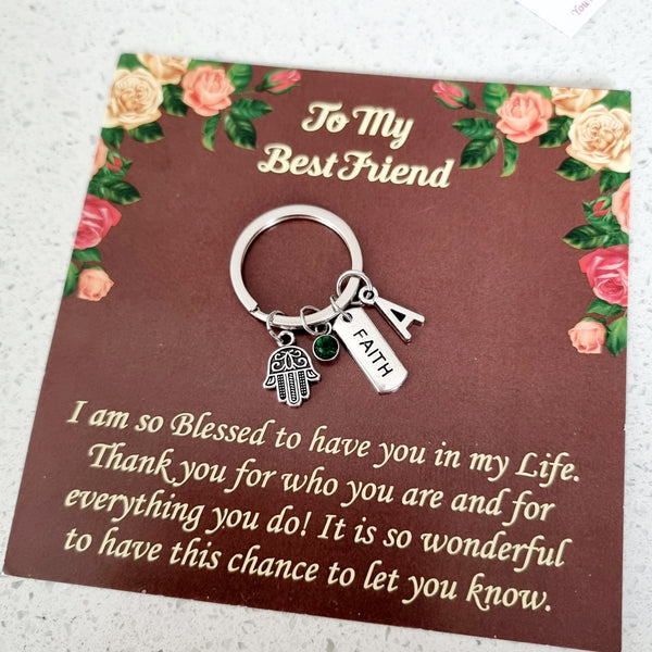 Faith Personalized Keychain with Hamsa Charm HNS STUDIO Canada