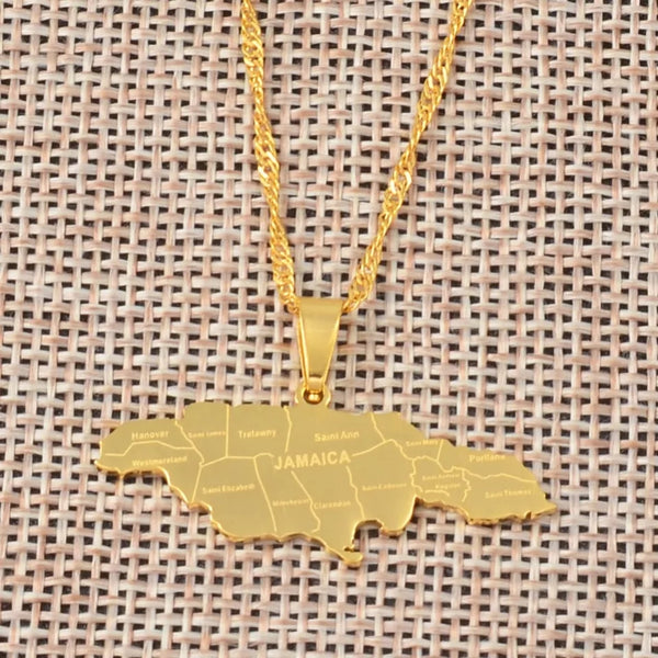 Jamaica City Map Pendant Necklace HNS Studio Canada