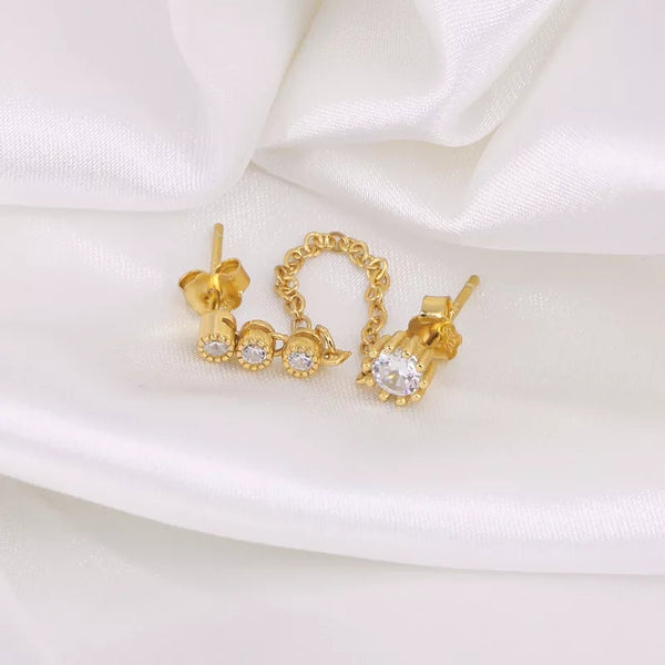 925 Sterling Silver Chain Earrings for Double Piercing HNS Studio Canada