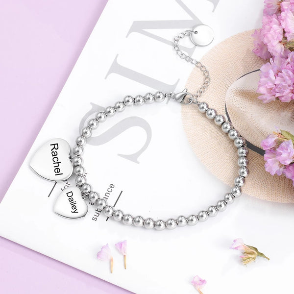 Heart tag two names bracelet