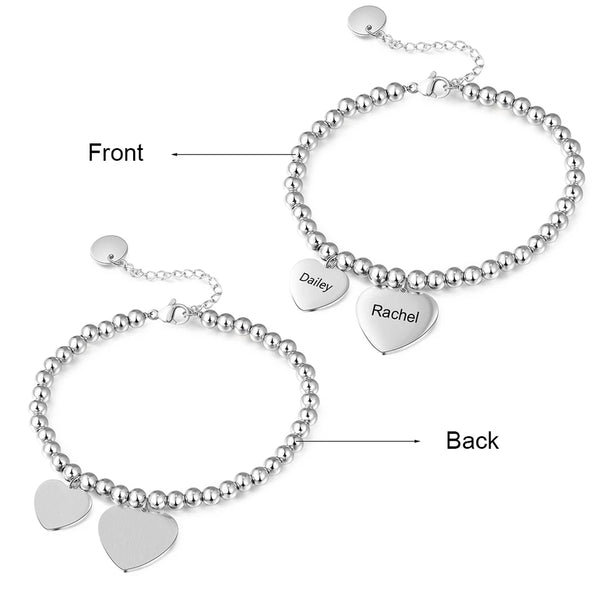 Heart tag two names bracelet