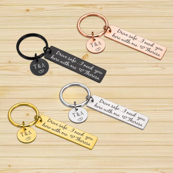 Personalized Drive Safe I Need You Here With Me Keychain HNS Studio Canada