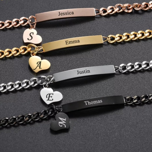 Baby Bar Name Bracelet With Heart Charm HNS Studio Canada