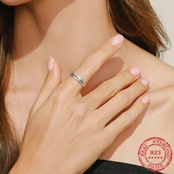 Sterling Silver Stackable Ring Wheat Shape HNS Studio Canada