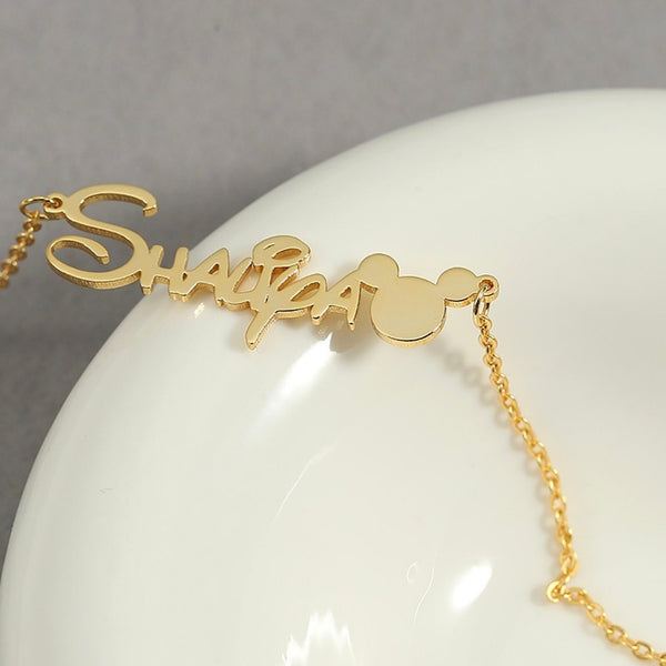 Disney Font Name Necklace with Mickey Mouse