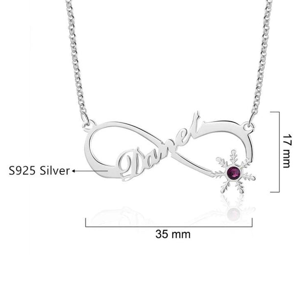 Infinity Sterling Silver Name necklace with Birthstone