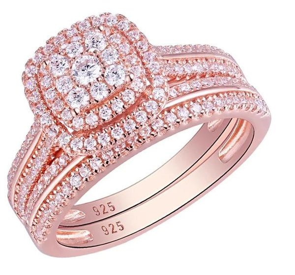 Rose gold Wedding ring set