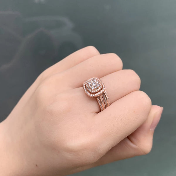 Rose gold Wedding ring set