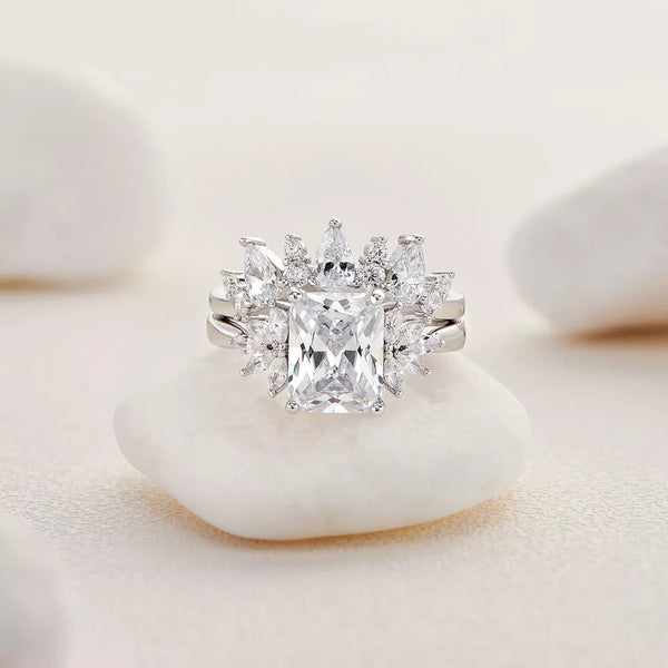 Radiant Cut Wedding Ring Set HNS Studio