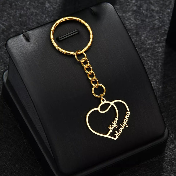 Personalized Two Names Heart Keychain HNS Studio Canada