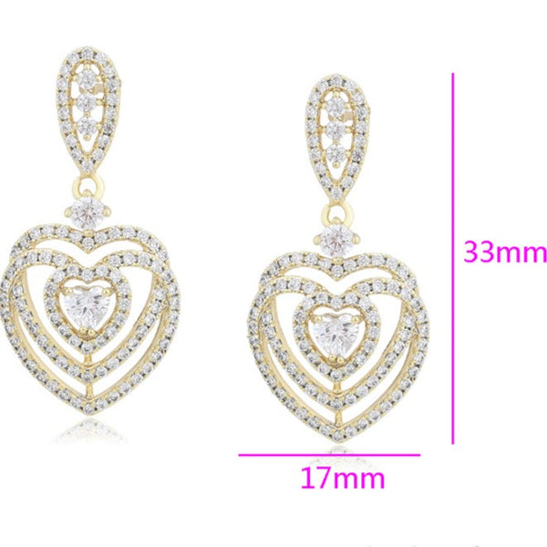 CZ Diamond Dangle Earrings Gold Plated HNS Studio Canada