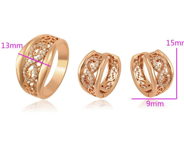 18K Rose Gold Plated Earrings and Ring Set HNS Studio Canada
