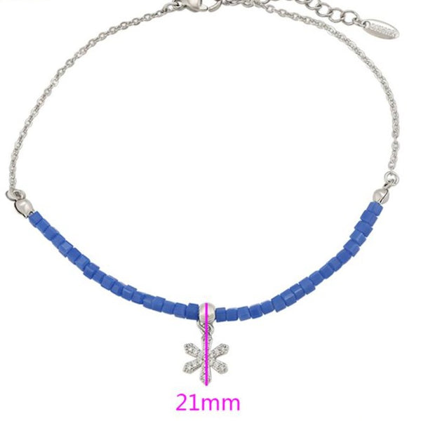 Blue Beads Anklet with Snow Flake Charm HNS Studio Canada