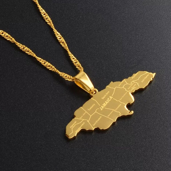 Jamaica City Map Pendant Necklace HNS Studio Canada