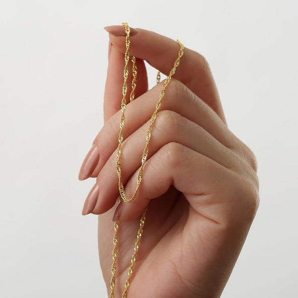 Gold Filled Herringbone and Singapore Necklace Set HNs Studio Canada