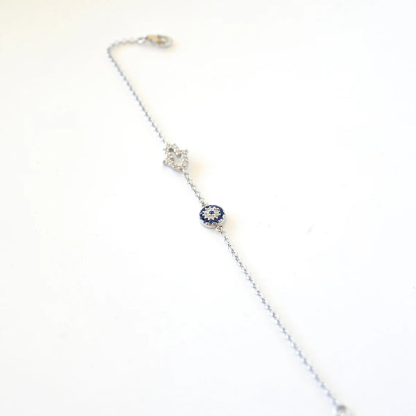 Evil Eye Bracelet with Hamsa Hand Sterling Silver HNS Studio Canada