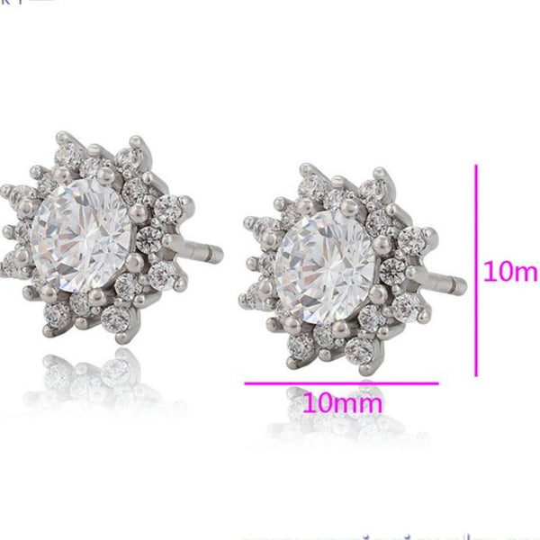Halo Cubic Zirconia Stud Earrings HNS Studio Canada