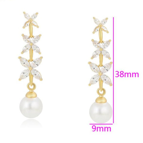 Gold Pearl drop earrings HNS Studio Canada