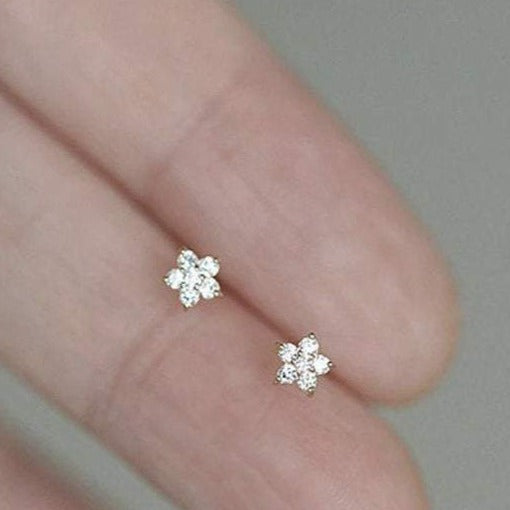 Tiny Flower CZ Stud Earrings HNS Studio Canada