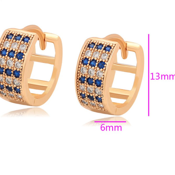 Chunky Blue Sapphire Huggie Hoops 18K Gold Plated HNS Studio Canada