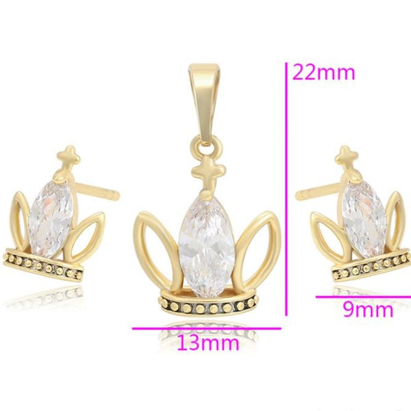 14K Gold Filled Crown Necklace Set HNS Studio Canada