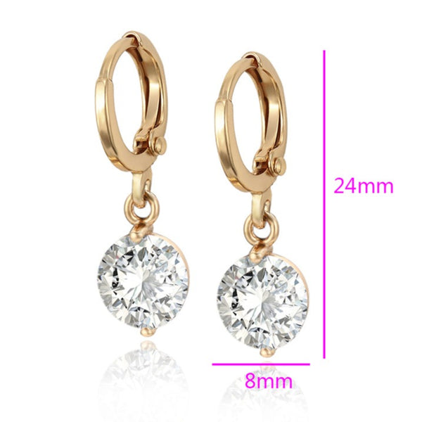 Cubic Dangle Hoop Earrings-18k Gold Plated HNS Studio Canada