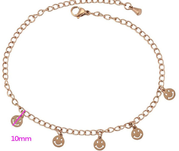 Smiley Charms Rose Gold Anklet Media 3 of 3